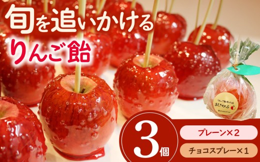 りんご飴専門店まじかる りんご飴Cセット【プレーン×2,チョコスプレー×1】│リンゴ 林檎 お祭り スイーツ りんごあめ リンゴアメ