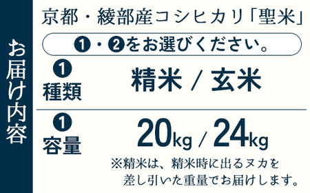 業務用 コシヒカリ 聖米 玄米20kg / 米 玄米 国産 綾部市 / 有限会社カメイ［BSDY074］