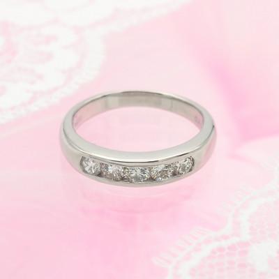 ふるさと納税 山梨県 PT900 0.48ct 一文字ダイヤモンド リング　#8　HR-009152