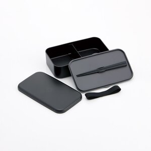 箸付き 弁当箱 1000ml 1段 ランチボックス お弁当 18cm 大人 メンズ バイオマス スケーター skater PLB10HB アッシュブラック 子供 食洗機可 電子レンジ可 仕切付 ランチ