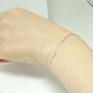 K18ピンクゴールド ダイヤチェーンブレスレット【28861-3】