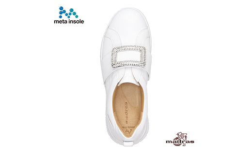 マドラス 婦人靴 特許meta insole搭載ビジューデザインのレザースニーカー [MADRAS MAL9117MT] (カラー：ホワイト、サイズ：39(24.5cm相当)) ホワイト 39(24.