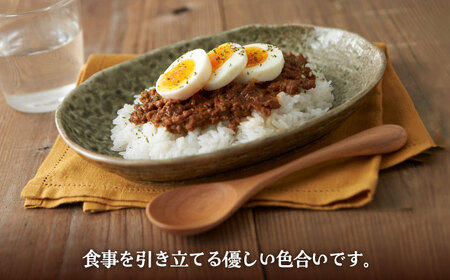 【美濃焼】オーバルカレー皿 4枚セット 緑釉【丸利玉樹利喜蔵商店】 食器 皿 深皿 楕円皿 プレート オーバル オーバルプレート カレー皿 パスタ皿 セット 食器セット レンジ対応 レンジ可 食洗器対