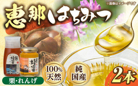 恵那蜂蜜 2本セット (栗蜂蜜300g×1本、蓮華蜂蜜180g×1本) 国産 はちみつ 岐阜 恵那市 / はち工房こうけつ [AUDF001]