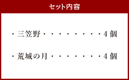 [竹田 但馬屋老舗] 三笠野・荒城の月 8個入 各4個 個包装 詰合せ 和菓子 
