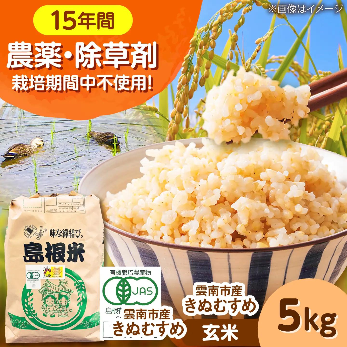 【有機JAS認証】有機栽培米きぬむすめ 5kg 令和7年産 玄米 島根県雲南市/佐藤ファーム[AIEO006]