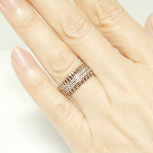 K18ピンクゴールド 幅広ダイヤリング【34719-3】