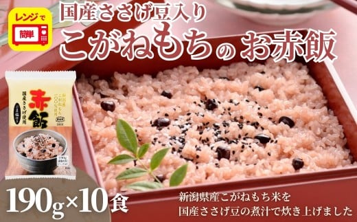 新潟産こがねもち赤飯 パックご飯 10個パック たかの 【0002-0198-01】