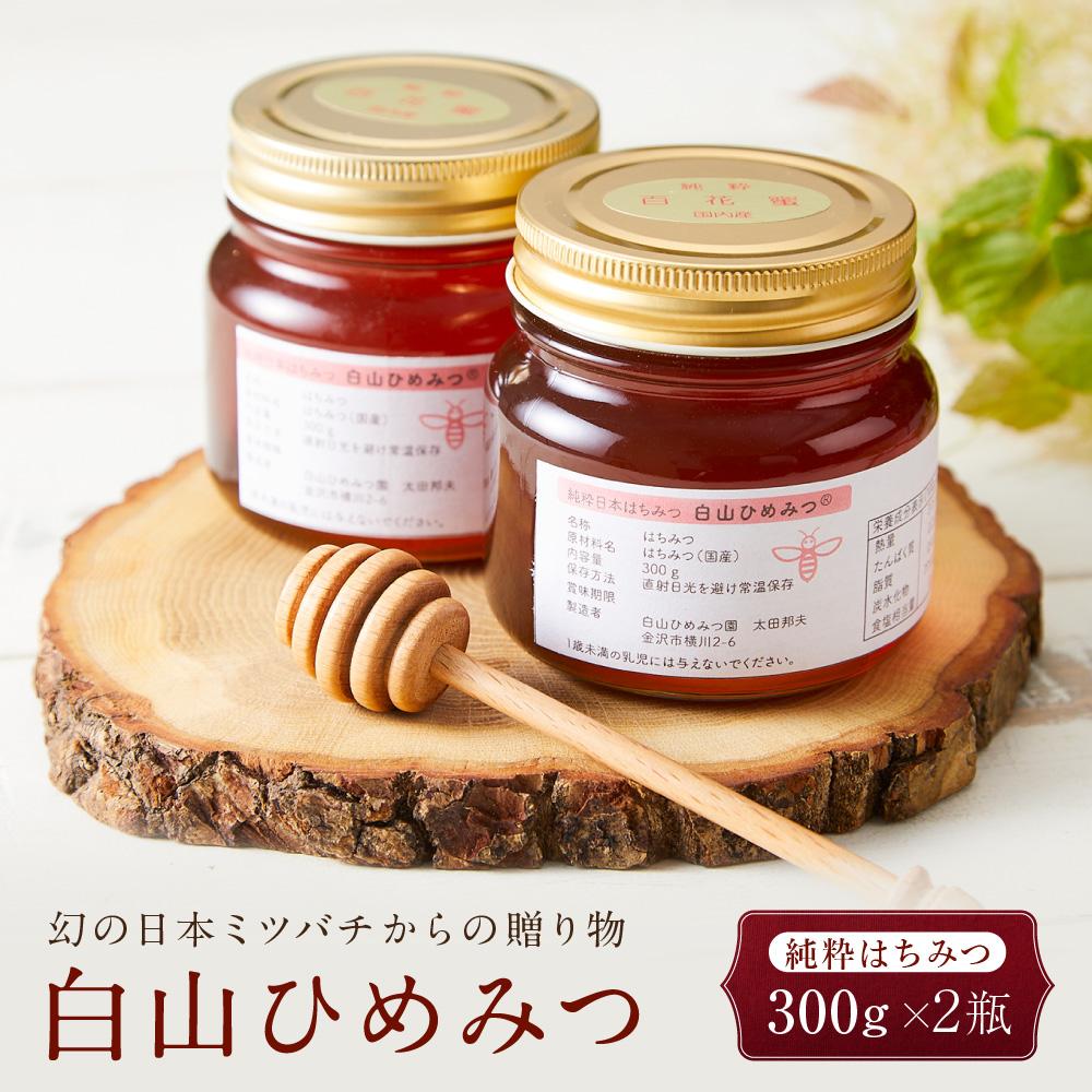 【ふるさと納税】幻の日本ミツバチからの贈り物　純粋はちみつ300g×2瓶　白山ひめみつ | ハニー はちみつ 蜂蜜 食品 人気 おすすめ 送料無料