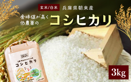 【令和6年産 新米】食味値が高く低農薬のコシヒカリ3kg【円山川源流域の清流で育った米】 兵庫県 朝来市 AS4AB32