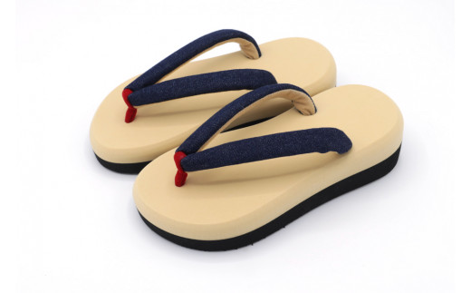 ポンダル Denim line タイプ ベージュ LLサイズ｜鼻緒 デニム ファッション 岡山県産 履物 靴 [1381]