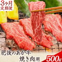 【ふるさと納税】【3ヶ月定期便】 肥後のあか牛 焼き肉用 約500g×3ヶ月 牛肉 長洲501 熊本 特産 あか牛《お申込み月の翌月から出荷開始》