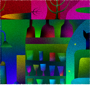 【絵画】 ピエゾグラフ 「夜と器」 額装サイズ 266mmx266mm 【 アート インテリア 現代版画 】