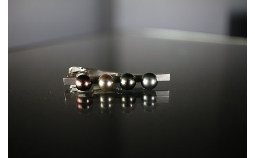 430 黒蝶真珠シルバー925タイバークリップ　真珠 シルバー ジュエリータイバー パール 南洋真珠 メンズジュエリー 黒蝶真珠