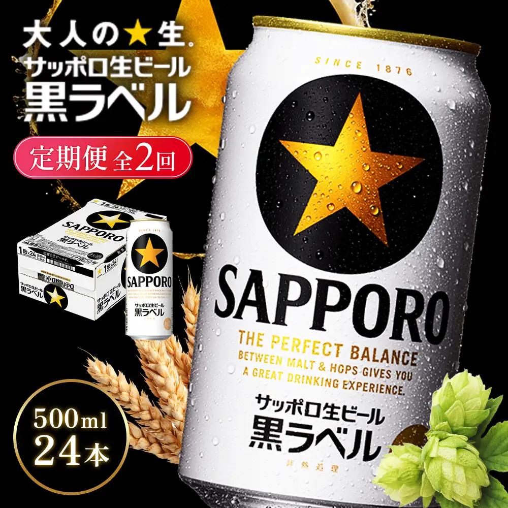 【定期便全2回】サッポロ黒ラベル500ml×24本【930050213902】