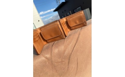 【25025】ハーフウォレット【mountain】【二つ折り財布】革（栃木レザー）総手縫い