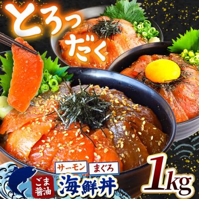 ふるさと納税 和水町 ごま醤油 海鮮丼 まぐろ&amp;サーモン 約1kg(和水町)