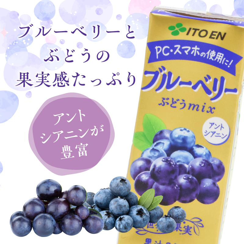 伊藤園 ブルーベリーぶどうmix 紙パック 200ml 24本 013-G-IT010
