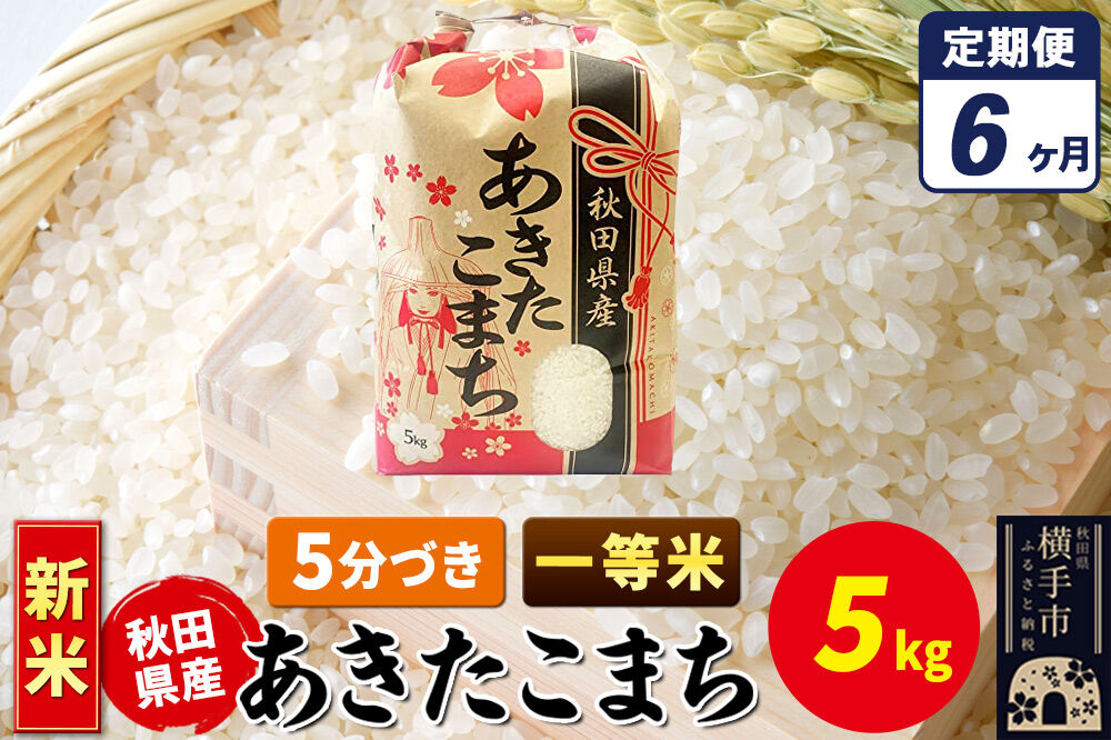 《新米》《定期便6ヶ月》あきたこまち 一等米 5kg×1袋【5分づき】秋田県産 こまちライン [新米 こまちライン あきたこまち ブランド米 お米 5分搗き 5分づき 米どころ 秋田 秋田県産]