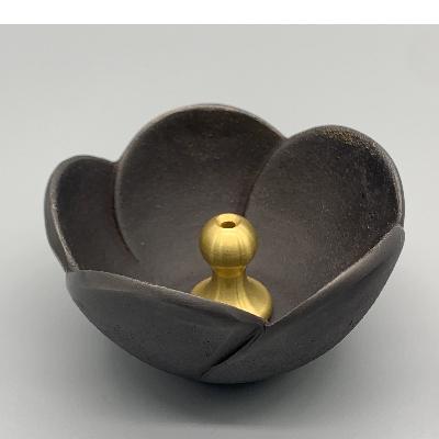 ふるさと納税 高岡市 【高岡銅器】うめ香炉　黒