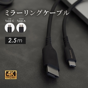 Owltech Type-Cスマホを大画面で観る ミラーリング＆マルチディスプレイ対応 4K／60Hz対応 USB Type-C to HDMI Type-Aケーブル OWL-CBCMHD0125-B