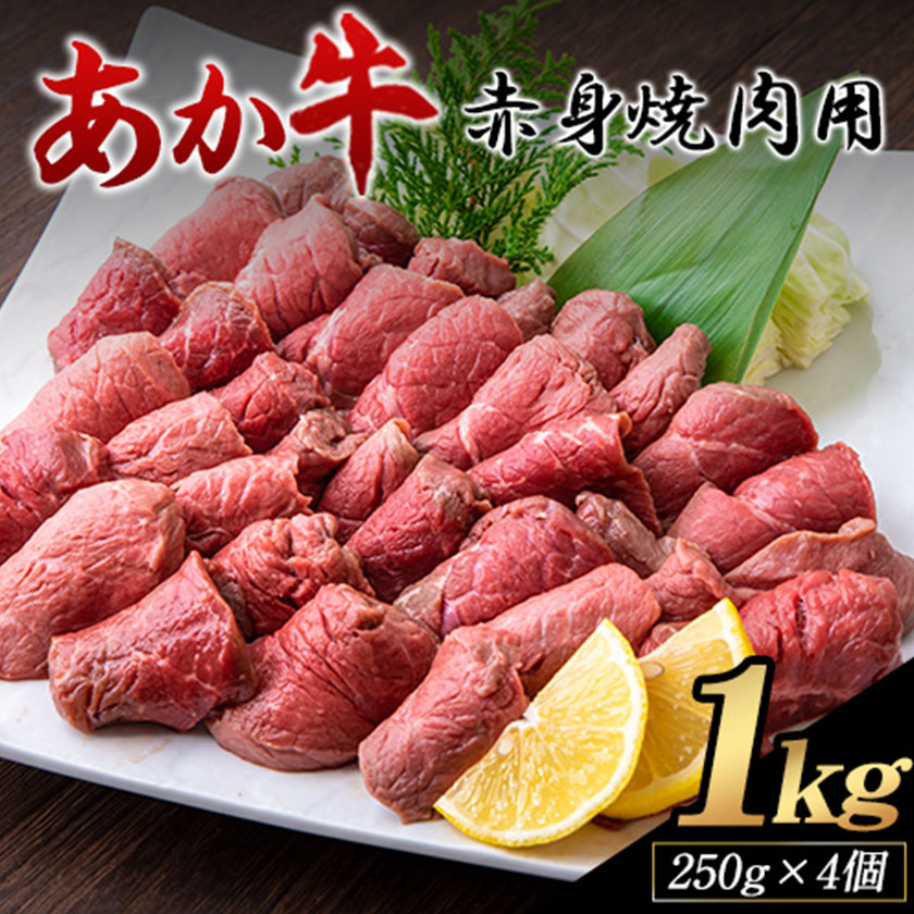 あか牛 赤身焼肉用 1kg (250g×4個) 白水乃蔵《60日以内に出荷予定(土日祝除く)》あか牛 赤牛 焼肉---sms_fhakakay4_60d_24_34000_1kg---