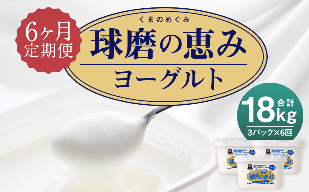 
            【6ヶ月定期便】球磨の恵み ヨーグルト 加糖 1kg×3パック×6 合計18kg
          