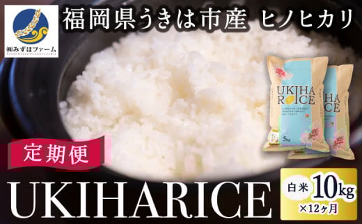 【12ヶ月定期便】みずほファーム UKIHA RICE (白米10kg×12ヶ月)  【2025年11月より順次発送予定】 米 ヒノヒカリ お米 ご飯 うきは市