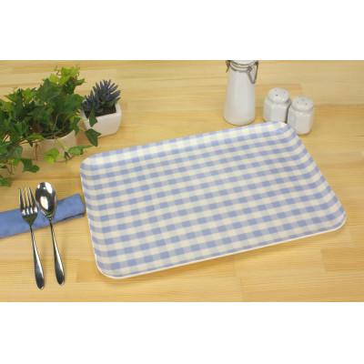 ふるさと納税 和歌山市 STトレー L 39cm ミルキー チェック ブルー 2枚セット 食洗機対応のトレー |  | 01