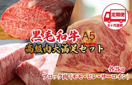 【定期便6回】黒毛和牛 A5 ブロック肉 食べ比べセット 6kg モモ・ヒレ・サーロイン