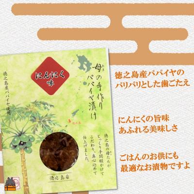 ふるさと納税 徳之島町 〜島の母(あま)の手作り〜徳之島のパパイヤ漬け(にんにく味)2袋【ポストイン配送】 |  | 01