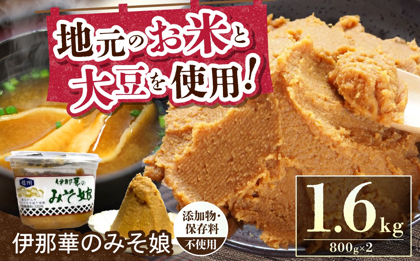 
                  味噌 伊那華のみそ娘 みそ 800g×2個セット｜味噌 みそ 調味料 伊那 いな 長野県 ふるさと納税 大豆 お土産【010-d7】
                