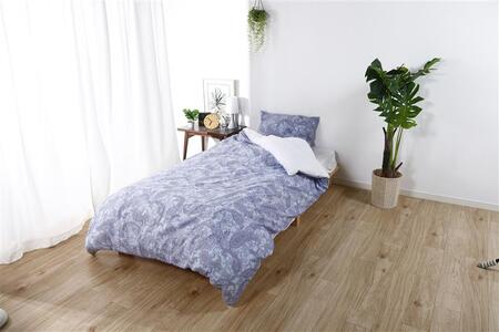 三河産　綿100％　120本ガーゼ毛布カバー_ペイズリーブルー【G0578】