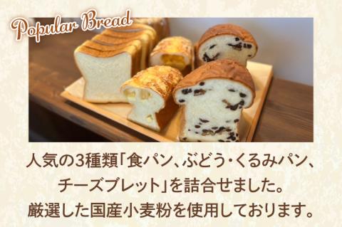 IE-1　【数量限定】人気の３本（食パン、ぶどう・くるみパン、チーズブレット）詰合せ　冷凍パン３種セット
