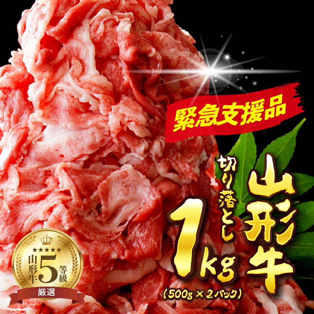【ふるさと納税】高評価レビュー★4.5【 数量限定 / 緊急支援品 】5等級 山形牛 切り落とし 1kg (500g×2パック) | 肉 牛肉 和牛 黒毛和牛 ブランド牛 国産牛 緊急支援 フードロス 冷凍 1000g お取り寄せ 人気 好評 アウトドア 山形県 河北町