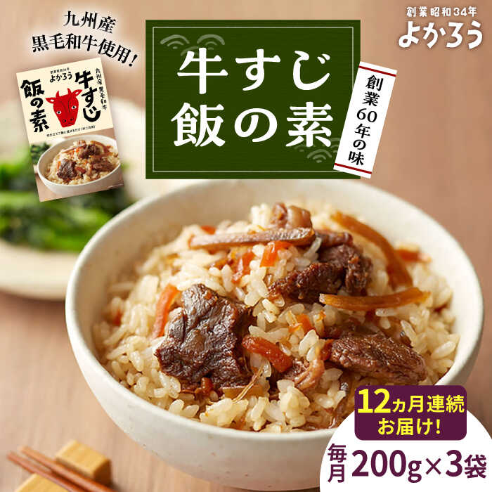 【ふるさと納税】【全12回定期便】牛すじ飯の素 セット 200g×3袋 《豊前市》【有限会社よかろう】ご飯の素 牛すじ飯[VBA028]
