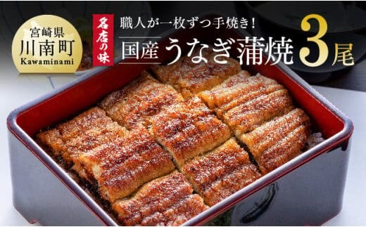 
										
										名店の味 国産鰻 宮崎県産うなぎ蒲焼 3尾 (ウナギ390g以上) 【 魚介類 鰻 惣菜 かば焼き 】 宮崎県川南町 [G8404]
									