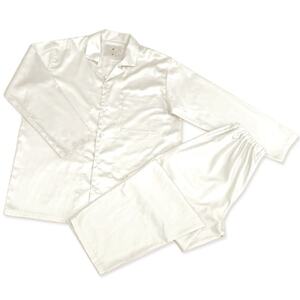 【シングル】プレミアムカバー掛・敷・枕＆パジャマ(男女兼用XSサイズ)4点セット　色:パールホワイト【1215868】