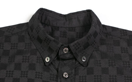 サマーシャツ（ブラック / メンズ）琉球織物 両面浮花織 ファッション フォーマル カジュアル 冠婚葬祭 / 沖縄市 FABRIC SHOP MINAMI[BCCS009]