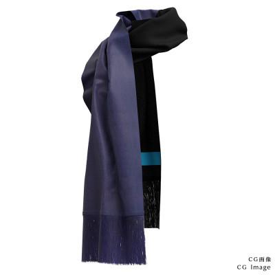 ふるさと納税 白山市 【牛首紬×MIZEN】KIMONOニット ロゴスカーフ - 牛首紬　ランダムタテ絣降らし雨「勝」
