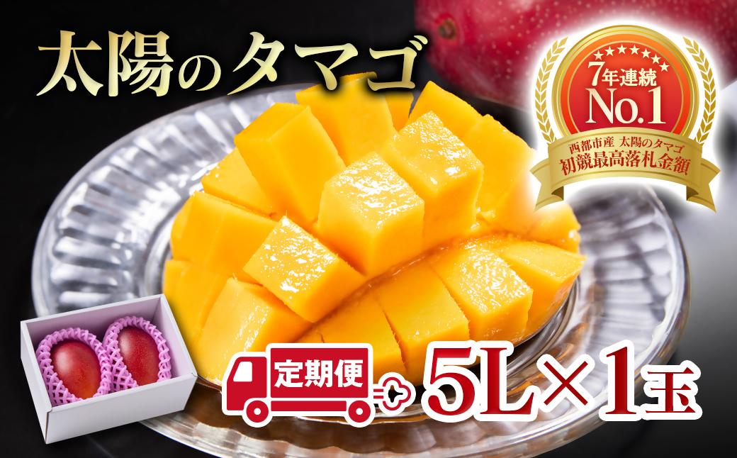 【２カ月定期便】先行予約　最高級ブランド『太陽のタマゴ』5L×1個×2回【糖度15度以上】宮崎県西都市産完熟マンゴー＜8-9＞宮崎マンゴー 果物 フルーツ 甘い