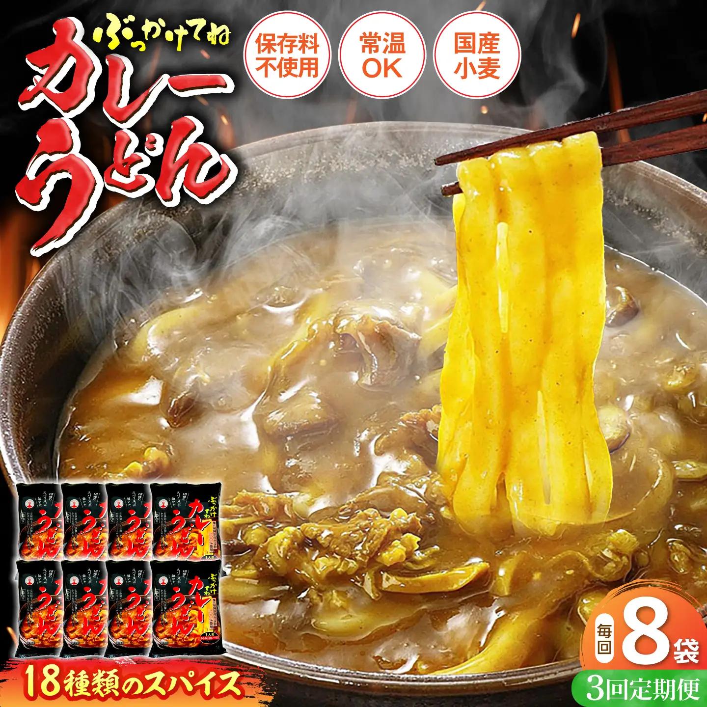 【全3回定期便】カレーうどん 8食 [VAI064] カレーうどん