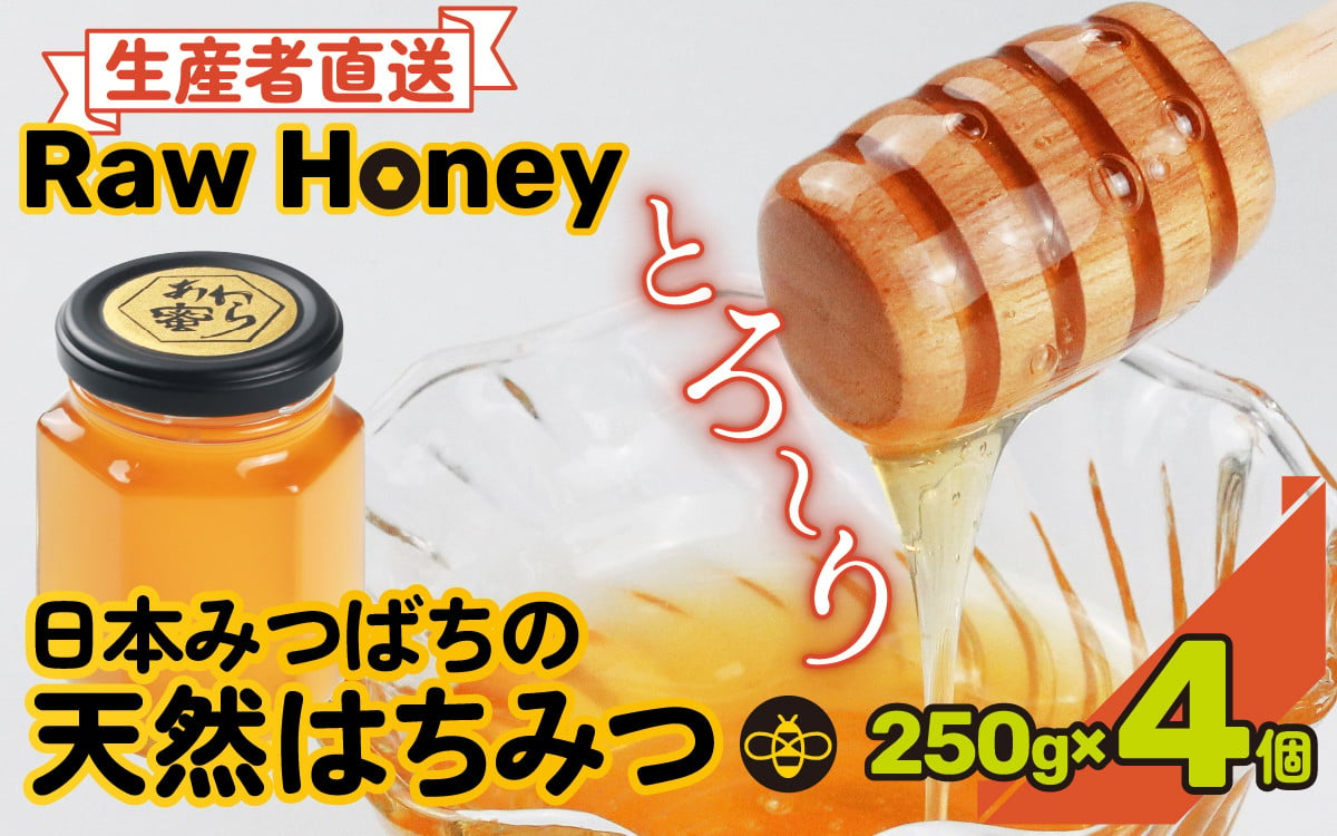 
            【天然はちみつ】 raw honey あわら蜜 4個 / 非加熱 生産者直送 蜂蜜 ミツバチ 純はちみつ ローヤルゼリー 生はちみつ 日本みつばち
          