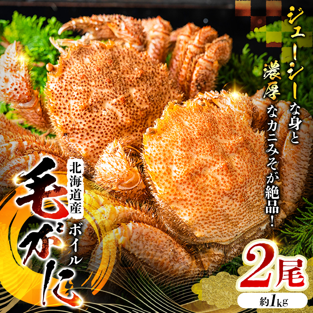 北海道産ボイル毛がに 2尾 1.0kg ふるさと納税 蟹