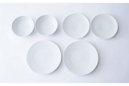 【波佐見焼】しのぎ 白マット 大皿 中皿 小鉢 6個セット 食器 皿 【一龍陶苑】 [CC57] 