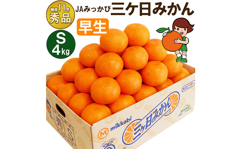 三ケ日みかん 早生【秀品】Sサイズ4kg(48個前後)  ミカン 果物 くだもの フルーツ 甘い 静岡県 浜松市 果物類 柑橘類