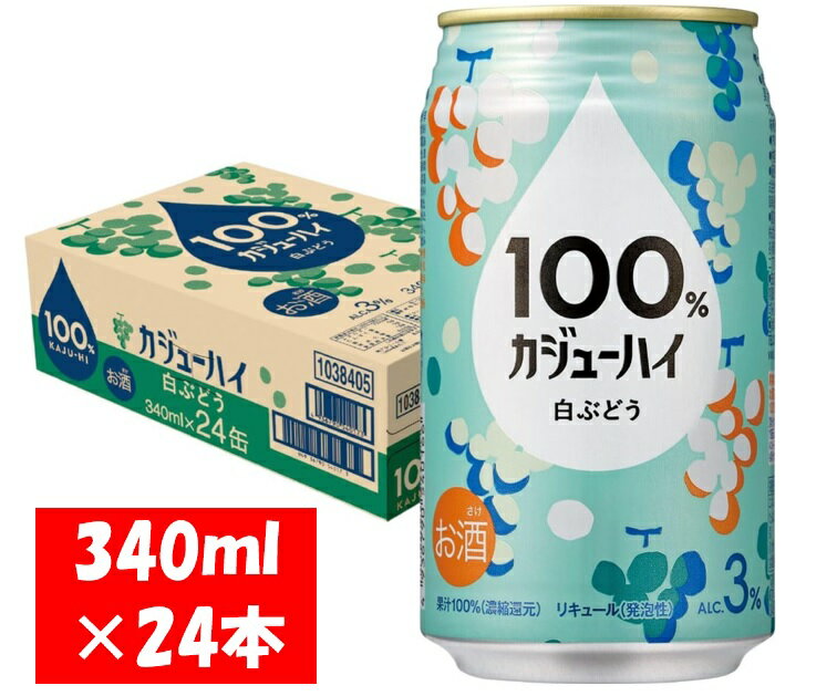【ふるさと納税】100％カジューハイ 白ぶどう チューハイ 340ml×24本 1ケース【1週間以内に出荷可能】