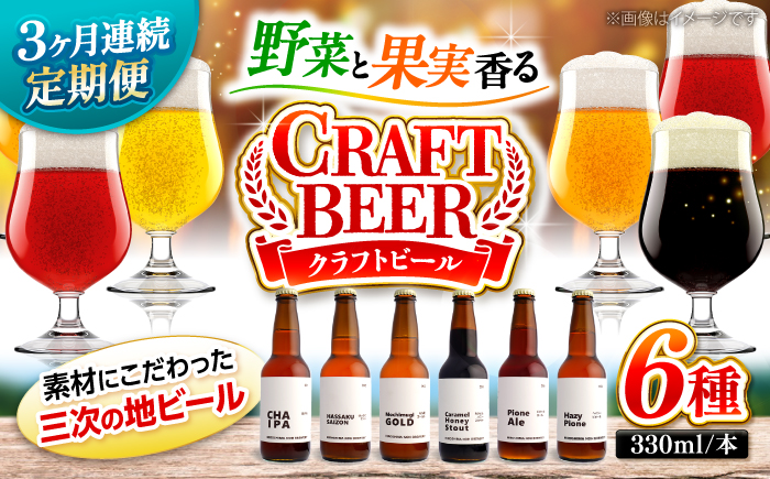 【全3回定期便】クラフトビール 地ビール 6種類（ピオーネ2種、はっさく、はちみつ、もち麦、お茶）三次市/なちゅbio [APCA004]