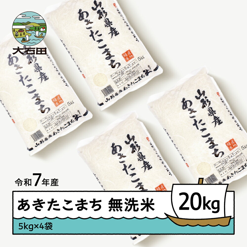 【ふるさと納税】2月下旬発送 米 お米 20kg 5kg×4袋 あきたこまち 令和7年産 2025年 山形県産 精米 無洗米 送料無料 大石田※沖縄・離島への配送不可 ob-akxxa20