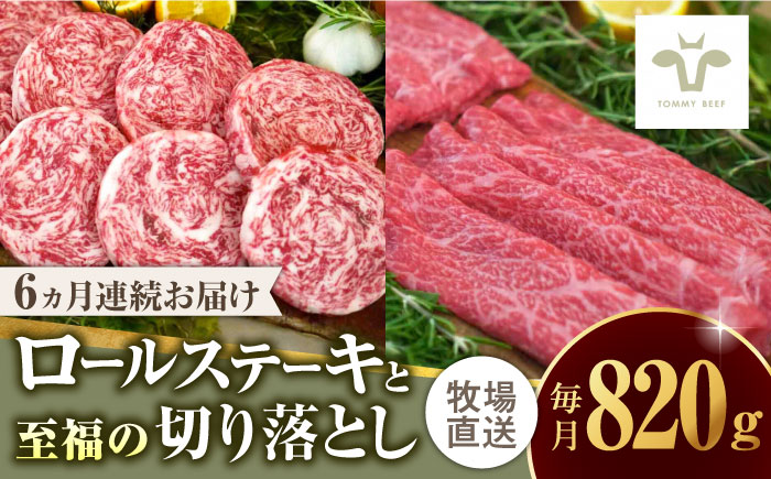 【全6回定期便】ミルフィーユロールステーキ4個と至福の切り落とし500g / 牛肉 / 佐賀県 / 有限会社佐賀セントラル牧場 [41ASAA249]